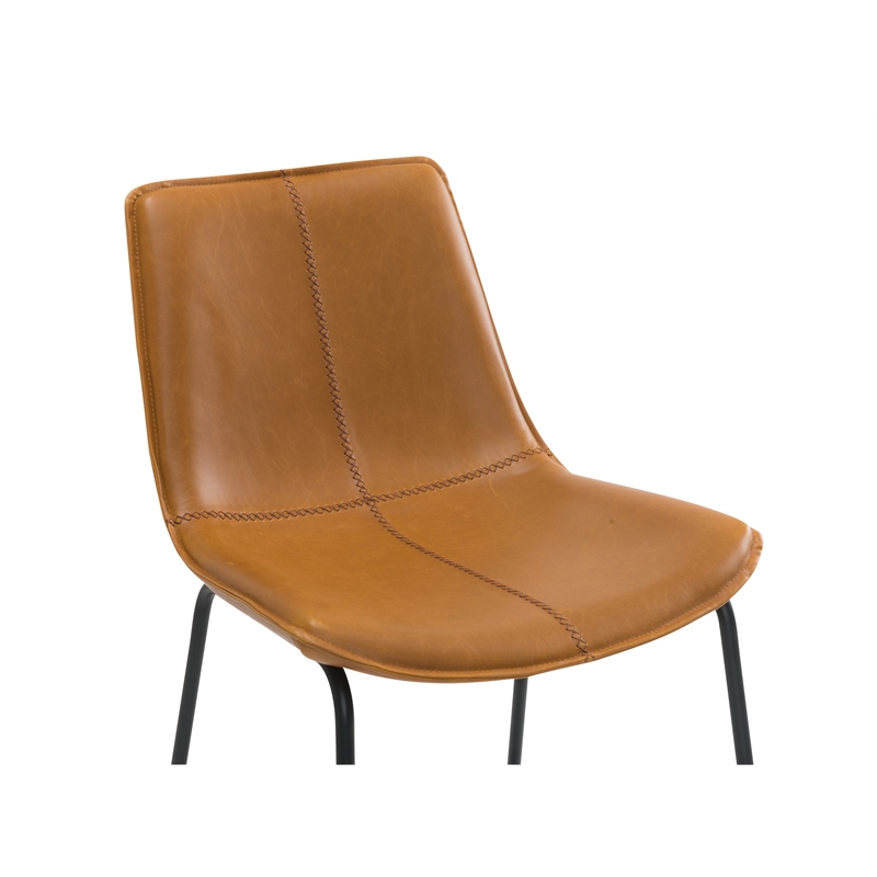 Pemberly Row Contemporary Bar Stool in Tan Faux Leather (Set of 4)