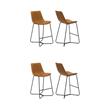 Pemberly Row Contemporary Bar Stool in Tan Faux Leather (Set of 4)