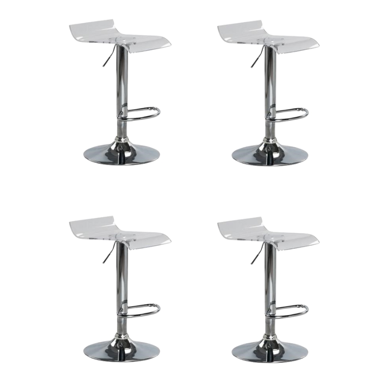 Pemberly Row Contemporary Low Back Clear Bar Stool (Set of 4)