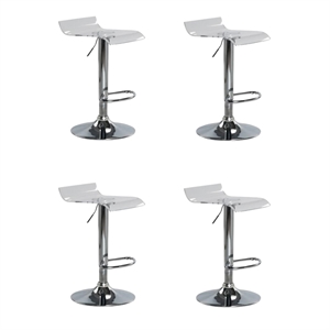 Pemberly Row Contemporary Low Back Clear Bar Stool (Set of 4)