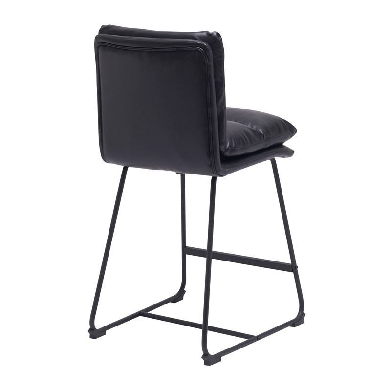 Pemberly Row Contemporary Counter Stool in Black Faux Leather (Set of 4)
