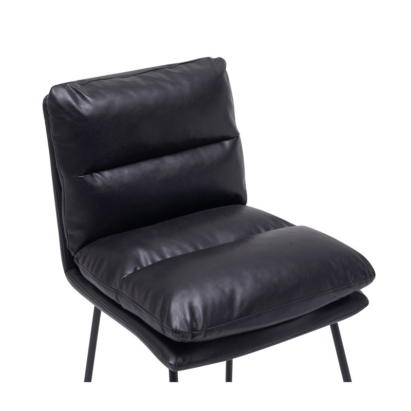 Pemberly Row Contemporary Counter Stool in Black Faux Leather (Set of 4)