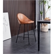 Pemberly Row Contemporary Modern 26'' Bar Stool in Tan Faux Leather (Set of 4)