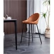 Pemberly Row Contemporary Modern 26'' Bar Stool in Tan Faux Leather (Set of 4)