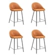 Pemberly Row Contemporary Modern 26'' Bar Stool in Tan Faux Leather (Set of 4)