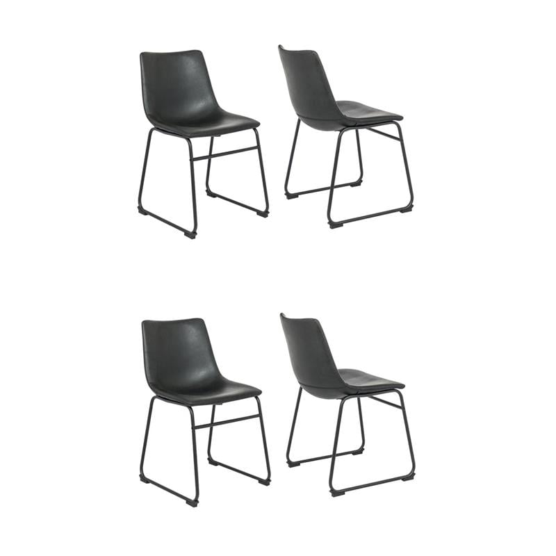 Pemberly Row Contemporary Faux Leather Dining Chairs in Black (Set of 4)