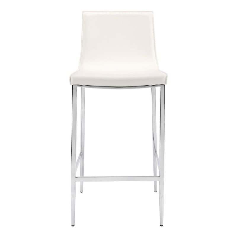 Pemberly Row Contemporary Counter Stool in White Finish (Set of 4)