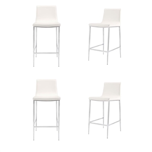 Pemberly Row Contemporary Counter Stool in White Finish (Set of 4)