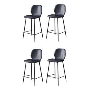 Pemberly Row Contemporary Faux Leather Counter Stools in Black (Set of 4)