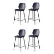 Pemberly Row Contemporary Faux Leather Counter Stools in Black (Set of 4)