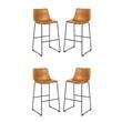 Pemberly Row Contemporary Faux Leather Bar Stools in Tan (Set of 4)