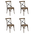 Pemberly Row Contemporary Black Cross Back Side Dining Chair (Set of 4)