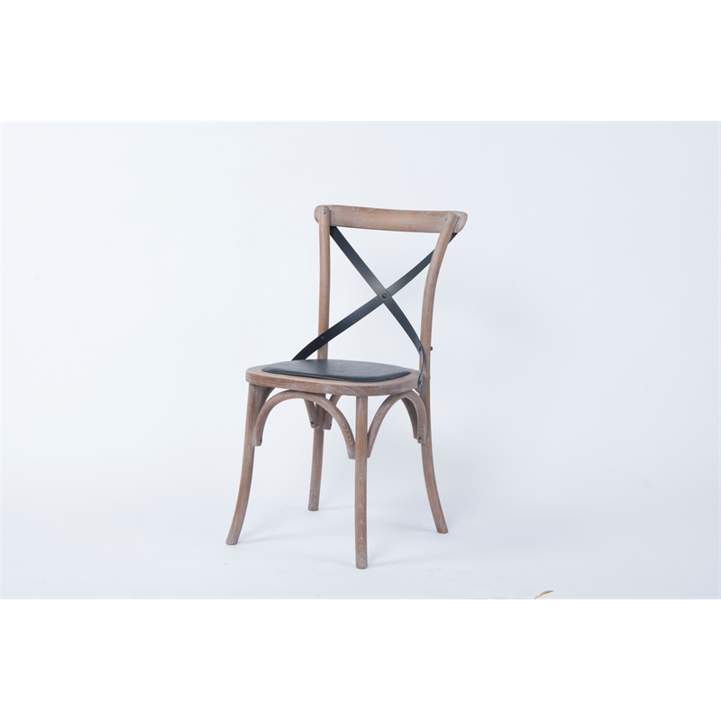 Pemberly Row Contemporary Black & Rattan Cross Back Side Dining Chair (Set of 4)