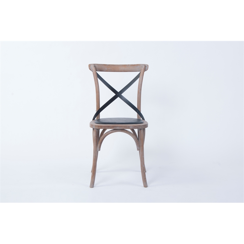 Pemberly Row Contemporary Black & Rattan Cross Back Side Dining Chair (Set of 4)