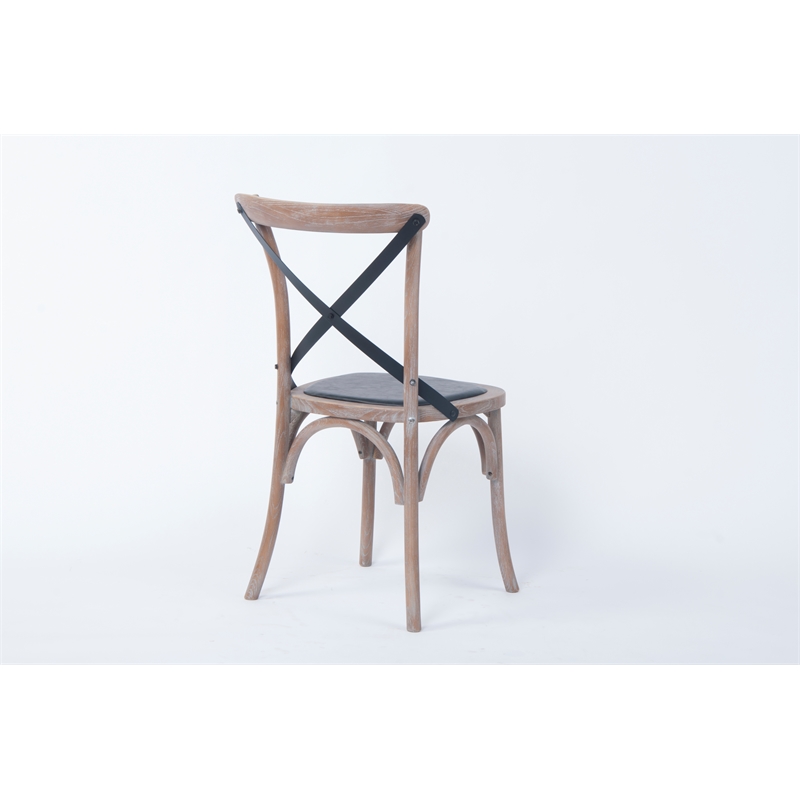 Pemberly Row Contemporary Black & Rattan Cross Back Side Dining Chair (Set of 4)