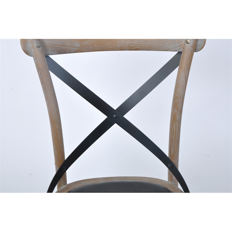 Pemberly Row Contemporary Black & Rattan Cross Back Side Dining Chair (Set of 4)