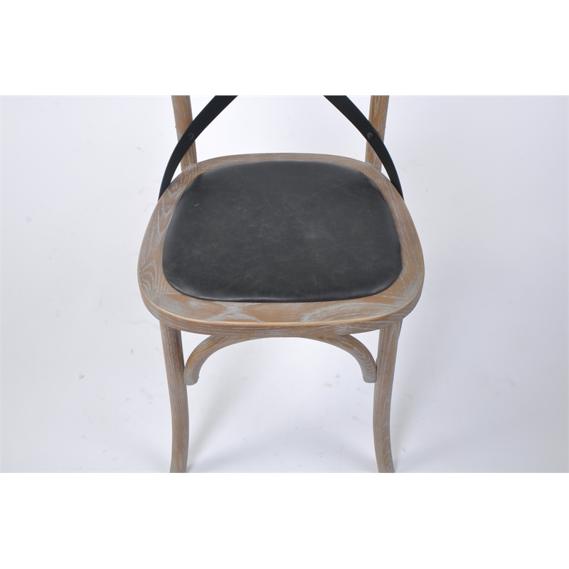 Pemberly Row Contemporary Black & Rattan Cross Back Side Dining Chair (Set of 4)