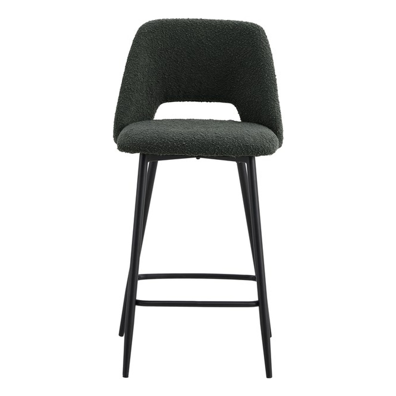 Pemberly Row Contemporary Boucle Counter Stool in Black (Set of 4)