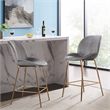 Pemberly Row Contemporary Velvet 26-inch Bar Stool in Gray and Gold (Set of 4)
