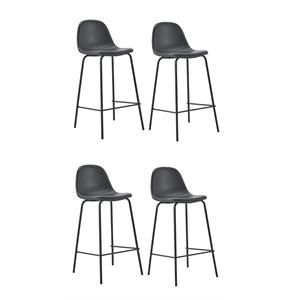 Pemberly Row Contemporary Faux Leather Counter Stools in Black (Set of 4)