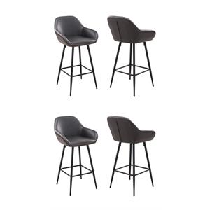 Pemberly Row Contemporary Faux Leather Counter Stools in Gray (Set of 4)