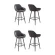 Pemberly Row Contemporary Faux Leather Counter Stools in Gray (Set of 4)