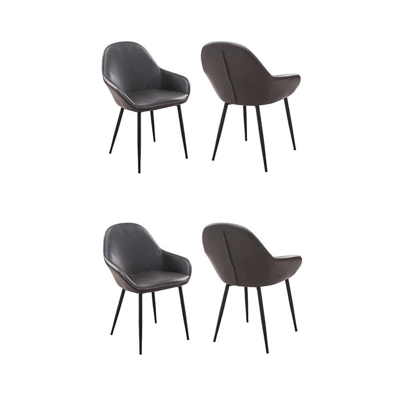 Pemberly Row Contemporary Faux Leather Arm Chairs in Gray (Set of 4)