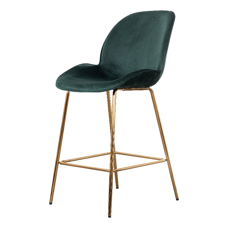 Pemberly Row Contemporary Velvet 26-inch Bar Stool in Green and Grey (Set of 4)