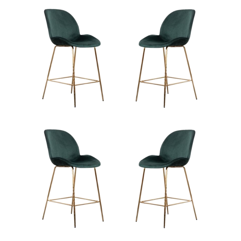 Pemberly Row Contemporary Velvet 26-inch Bar Stool in Green and Grey (Set of 4)