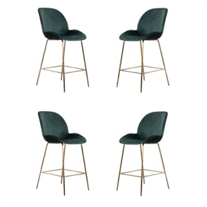 Pemberly Row Contemporary Velvet 26-inch Bar Stool in Green and Grey (Set of 4)