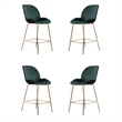 Pemberly Row Contemporary Velvet 26-inch Bar Stool in Green and Grey (Set of 4)