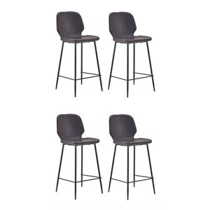 Pemberly Row Contemporary Faux Leather Counter Stools in Brown (Set of 4)