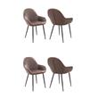 Pemberly Row Contemporary Faux Leather Arm Chairs in Brown (Set of 4)