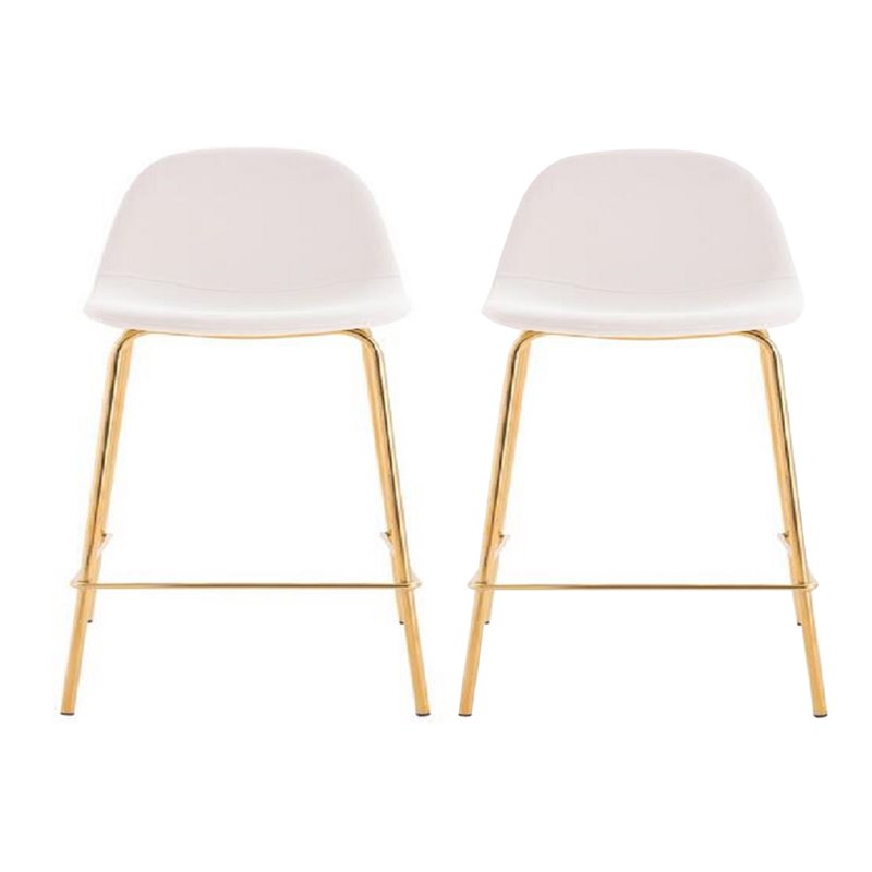 Pemberly Row Contemporary Faux Leather Counter Stools in White (Set of 4)
