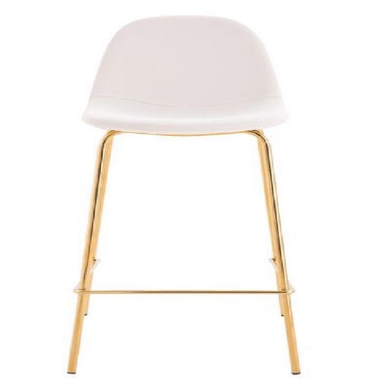 Pemberly Row Contemporary Faux Leather Counter Stools in White (Set of 4)