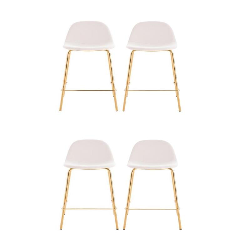 Pemberly Row Contemporary Faux Leather Counter Stools in White (Set of 4)