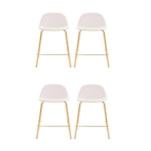 Pemberly Row Contemporary Faux Leather Counter Stools in White (Set of 4)
