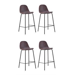 Pemberly Row Contemporary Faux Leather Counter Stools in Brown (Set of 4)