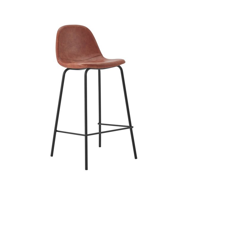 Pemberly Row Contemporary Faux Leather Counter Stools in Tan (Set of 4)