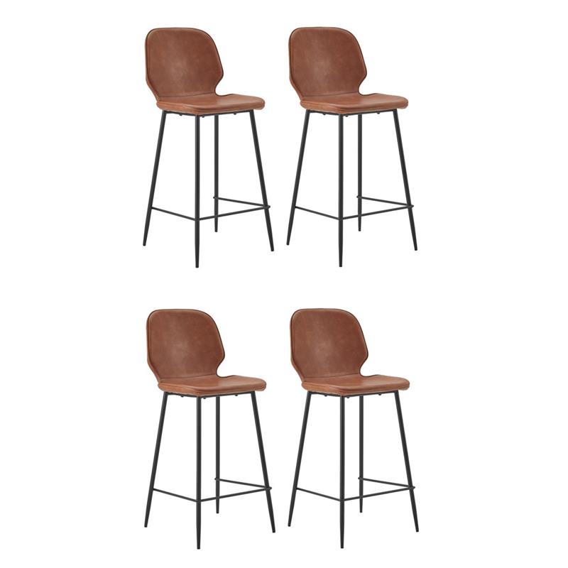 Pemberly Row Contemporary Faux Leather Counter Stools in Tan (Set of 4)