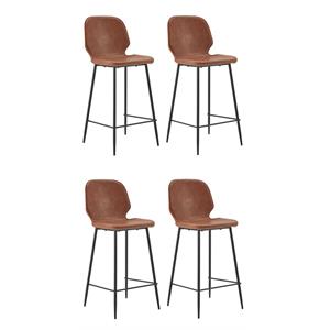 Pemberly Row Contemporary Faux Leather Counter Stools in Tan (Set of 4)