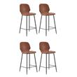 Pemberly Row Contemporary Faux Leather Counter Stools in Tan (Set of 4)