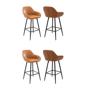 Pemberly Row Contemporary Faux Leather Counter Stools in Tan (Set of 4)