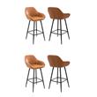 Pemberly Row Contemporary Faux Leather Counter Stools in Tan (Set of 4)