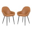 Pemberly Row Contemporary Faux Leather Arm Chairs in Tan (Set of 4)