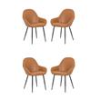 Pemberly Row Contemporary Faux Leather Arm Chairs in Tan (Set of 4)