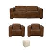 Pemberly Row Set of 4 - 2 Reclining Lounge Chairs and Sofa and Handwoven Pouf