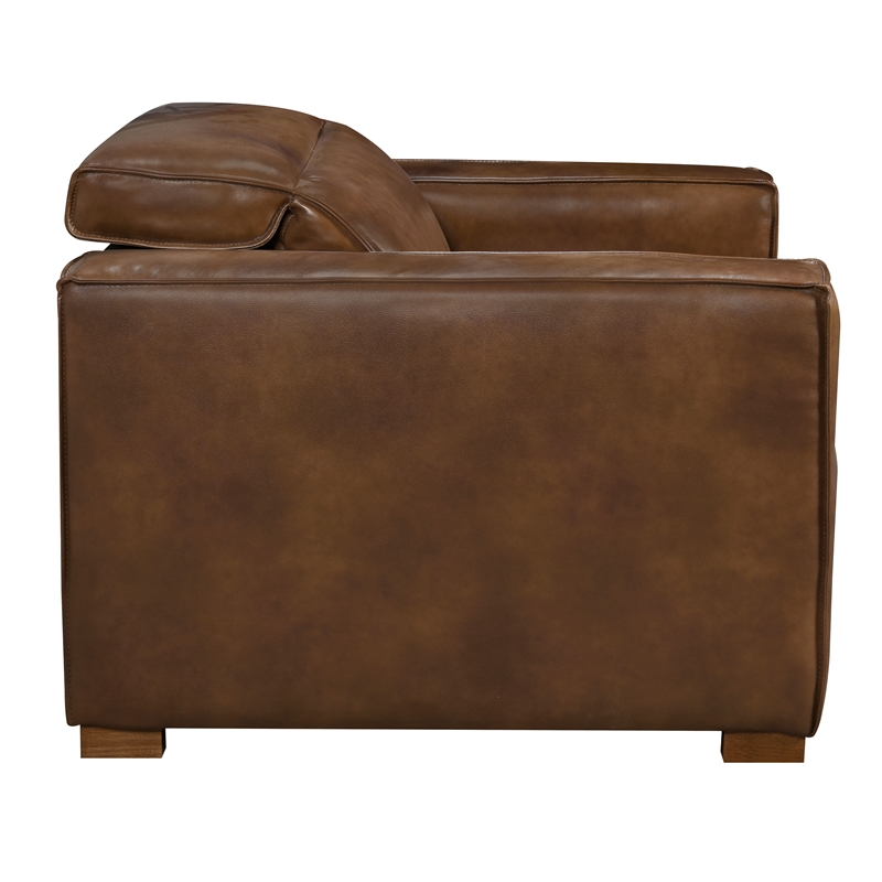 Pemberly Row Set of 3 - Leather 2 Reclining Lounge Chairs and Sofa in Tan