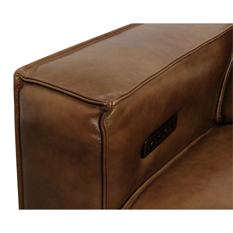 Pemberly Row Set of 3 - Leather 2 Reclining Lounge Chairs and Sofa in Tan