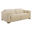 Pemberly Row Set of 3 - Leather 2 Reclining Lounge Chairs and Sofa in Beige